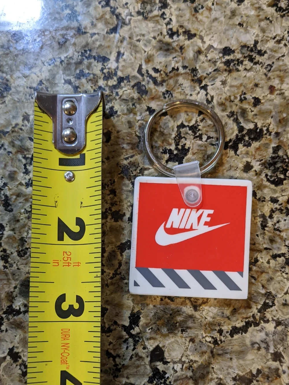 1980s Original Nike Swoosh Key Ring White Red Gray Rubber OG Vtg Collectible